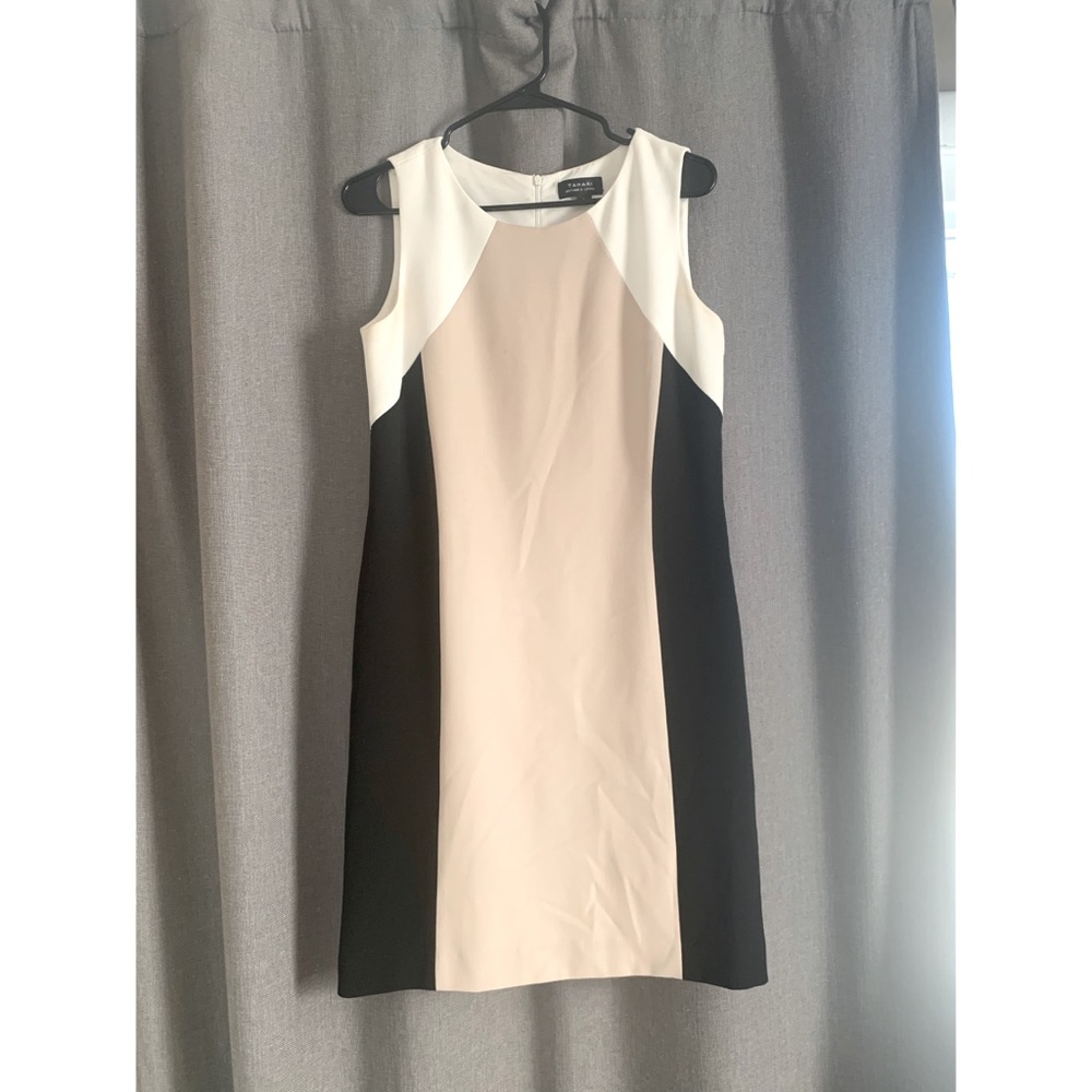 Asymmetrical White/Black/Tan dress
